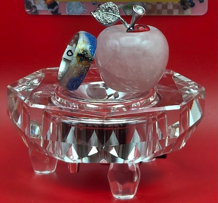1041 Ring Blue & White Resin with Cross, Size 9 shown