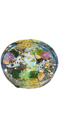 1252. 7” Round Resin Art – Miniature Glow-in-the-dark Koi Pond